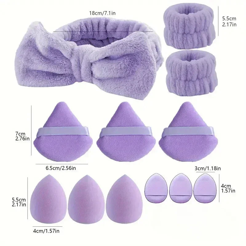 12Pcs Makeup Blenders with Hair & Wrist Band Set