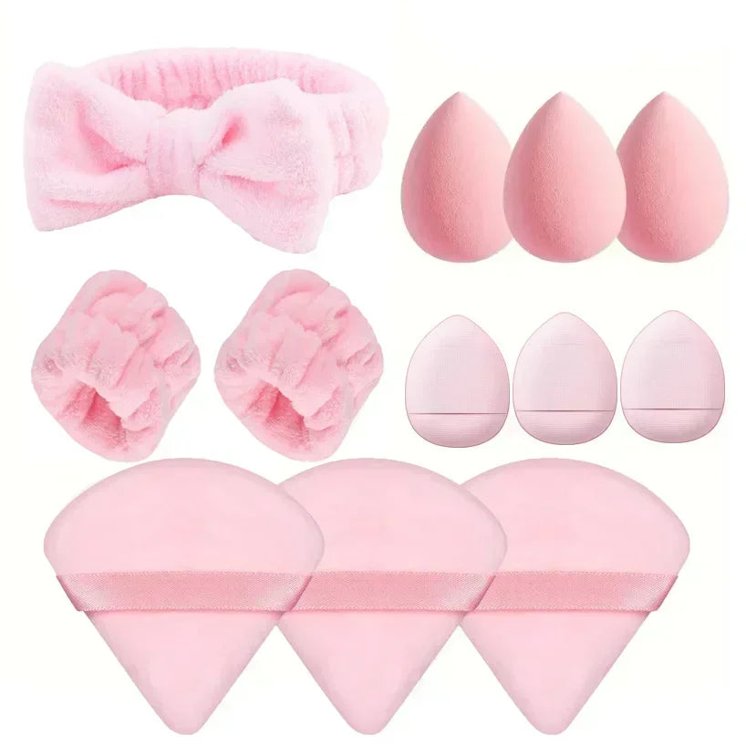 12Pcs Makeup Blenders with Hair & Wrist Band Set