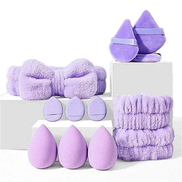 12Pcs Makeup Blenders with Hair & Wrist Band Set